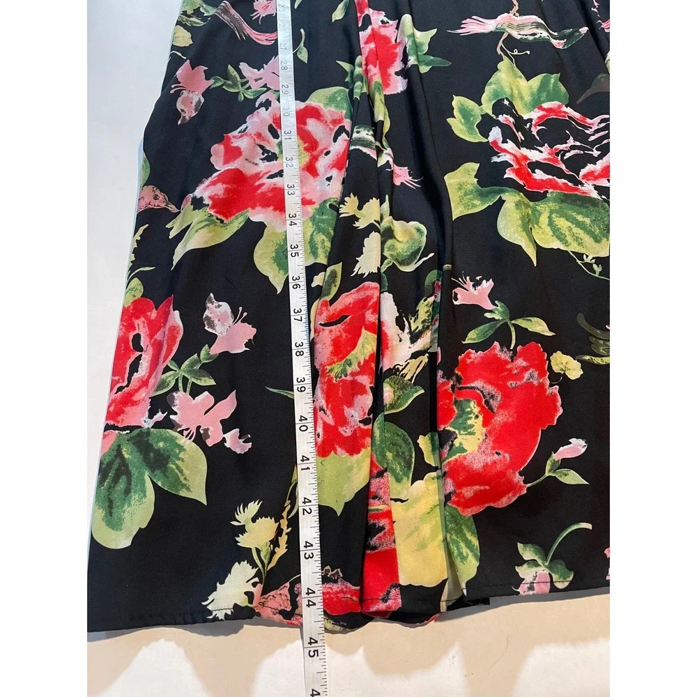 AS Atmosphere Studio Floral Sleeveless Midi Dress Black Red Pink Womens 16